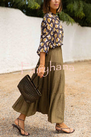 Unique Printed Lapel Button-down Loose Casual Shirt
