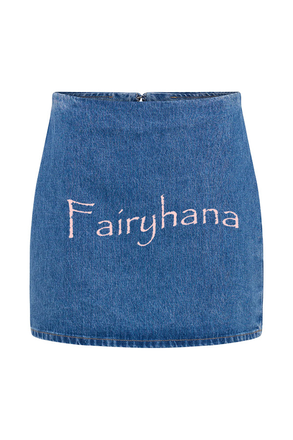 Modern Flavor Denim High Rise Back Zipper A-line Stretch Mini Skirt