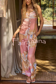 European Summer Linen Blend Ric Rac Trims High Rise Pocket Loose Pants