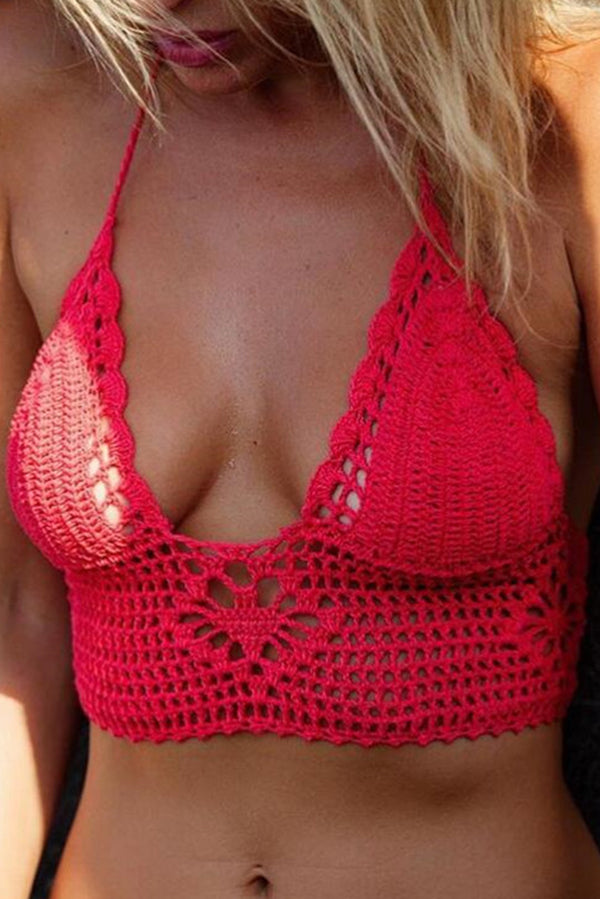 Solid Color Sexy Halterneck Knitted Vest
