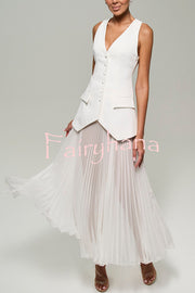 Modern Day Chiffon Pleated High Rise A-line Midi Skirt