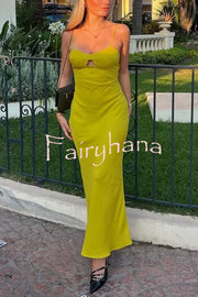 Sexy Hollow Strap Backless Slim Midi Dress