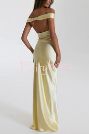 Solid Color Sexy Off-shoulder Backless Slim Maxi Dress