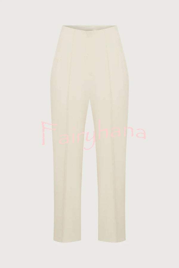 Exquisite and Fashionable High Waist Pocketed Straight Leg Pencil Pants