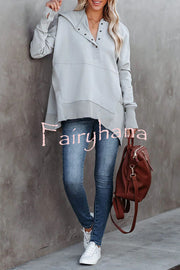 Coffee Perks Cotton Pocketed Henley Hoodie
