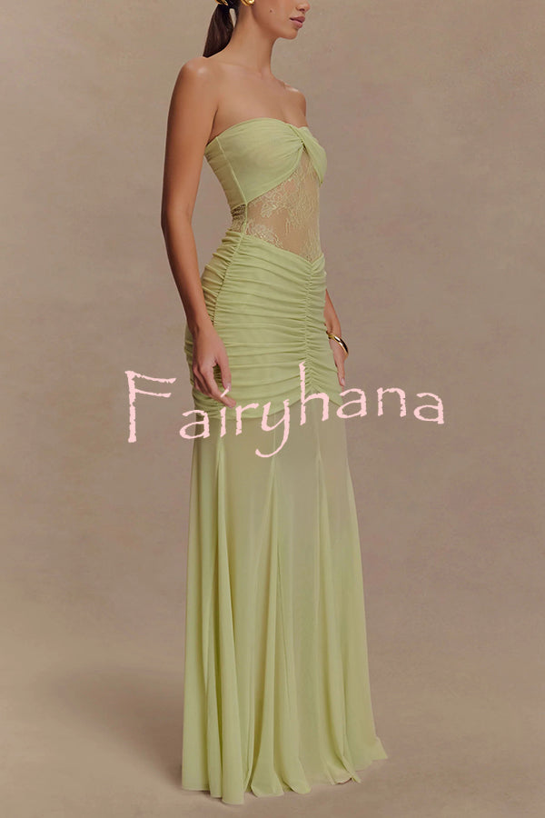 Fashion Lace Splicing Sexy Sleeveless Off-shoulder Slim Maxi Dress