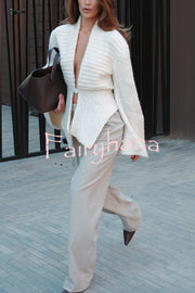 Retro V-neck Long-sleeved Sexy Hollow Loose Knitted Cardigan