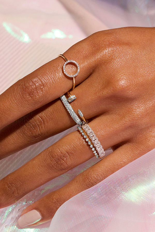Simple Diamond Open Ring