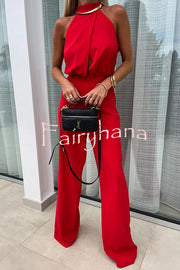 Fashionable Solid Color Sleeveless Hollow Slim Fit Jumpsuit