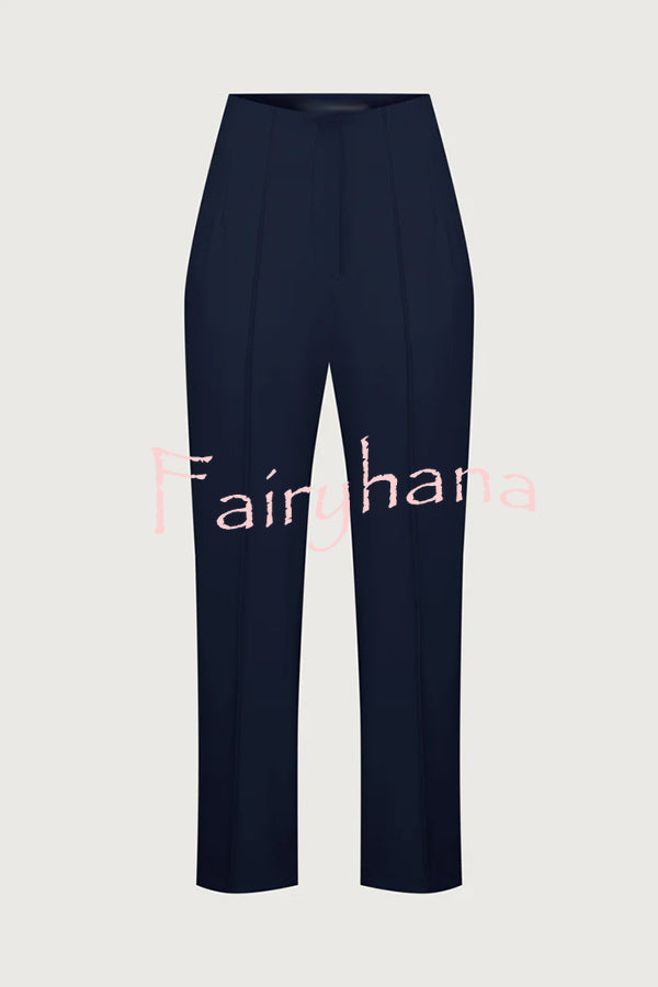 Exquisite and Fashionable High Waist Pocketed Straight Leg Pencil Pants