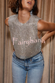 Sexy Metallic Rhinestone Backless Chain Vest