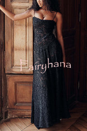 Fashion Sexy Suspenders See-through Holiday Slim Maxi Dress