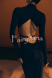 Sexy Backless Long-sleeved Stretch Slim-fit Maxi Dress