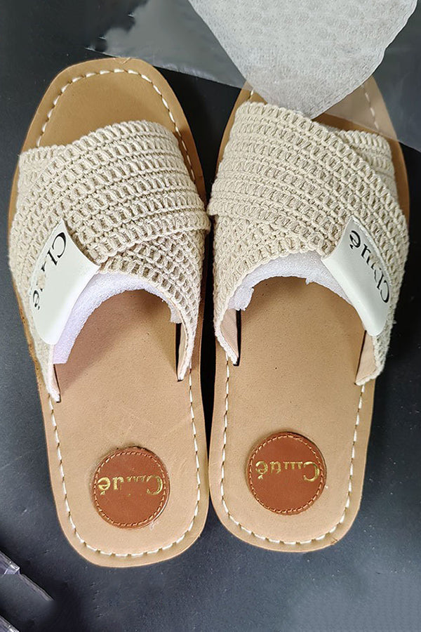 Holiday Cross Strap Woven Slippers