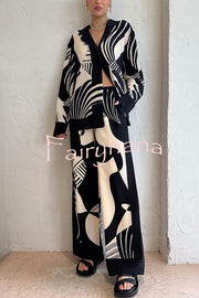 Weekend Escape Exclusive Print Contrast Trims Drape Blouse