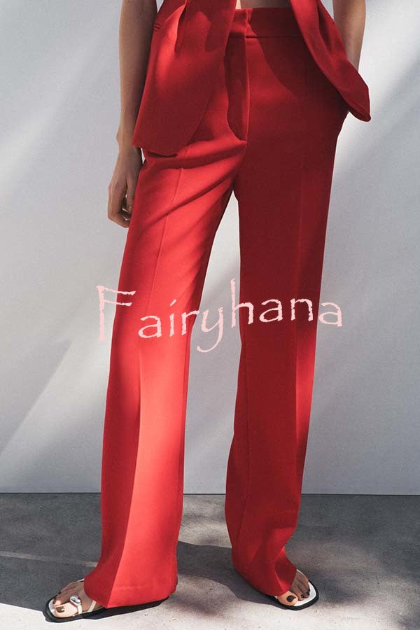 Keep It Classic V-neck Belted Vest and Mid Rise Pocket Wide Leg Pants Set