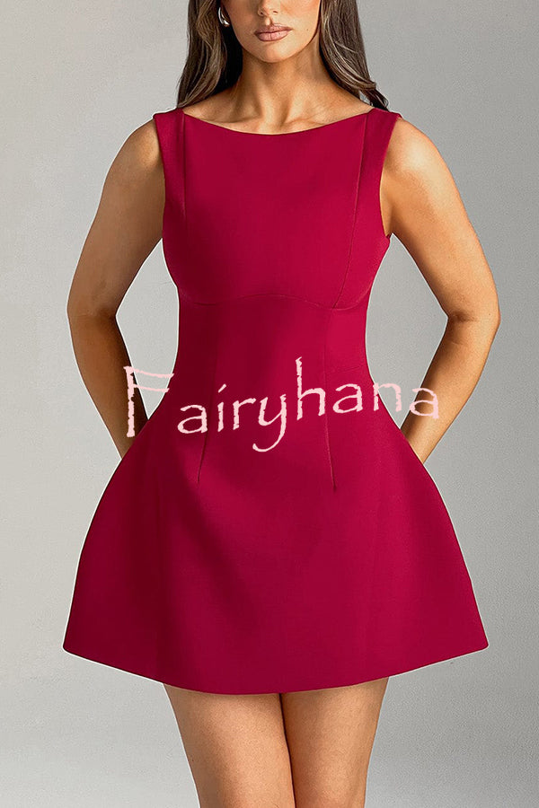 Cosmopolitan Chic High Neck Scoop Back Bubble-shaped Mini Dress