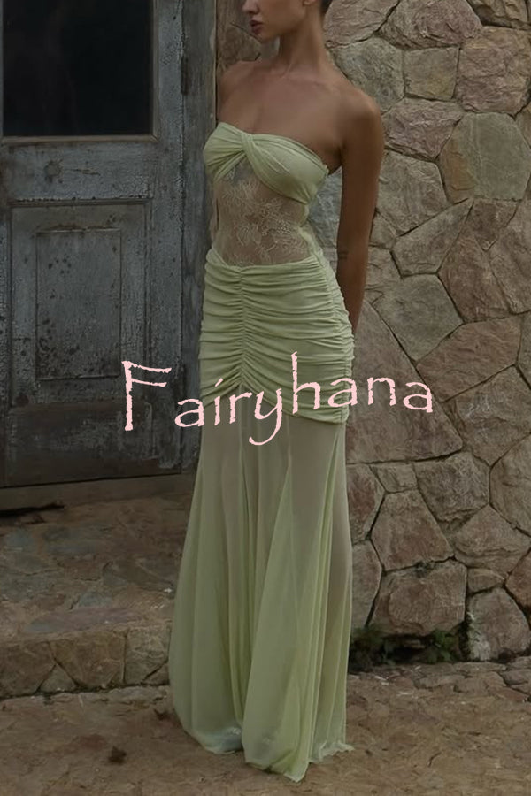 Fashion Lace Splicing Sexy Sleeveless Off-shoulder Slim Maxi Dress