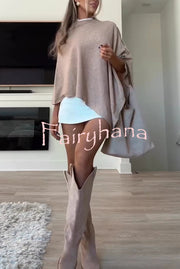 Women Cashmere Knit Shrug Bolero Side Button Detail Lightweight Shawl  Poncho