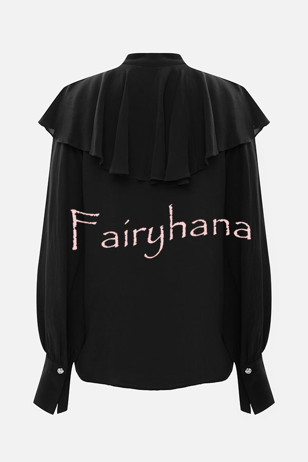 Court-style Draped Ruffled Elegant Chiffon Blouse