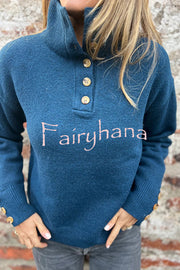 Solid Color High Collar Button Loose Long Sleeve Knitted Sweater