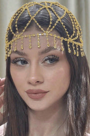 Rhinestone Tassel Mesh Headband