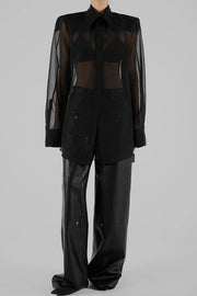 Retro Sheer Loose Long-sleeved Casual Shirt