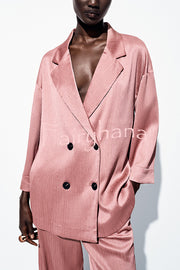 Fashionable Wrinkled Lapel Long-sleeved Loose Blazer