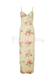 Reveling in The Unknown Floral Print Slip Stretch Maxi Dress
