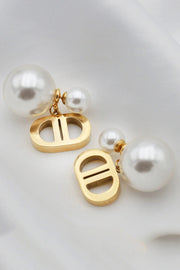 Vintage Double D Shape Pearl Earrings