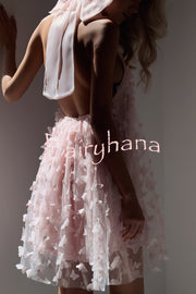 Stylish Backless Bow Elegant Butterfly Loose Mini Dress
