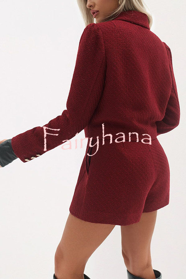Sweet Dreams Tweed High Rise Pocket Wide Leg Mini Shorts