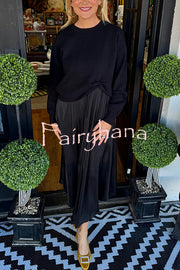 Practical Fashion Knit Ruched Sweater and Satin Stretch Tank Midi Dress Two-piece Set