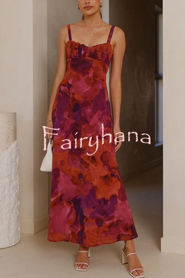 Fashion Tie-dye Backless Suspender Holiday Maxi Dress