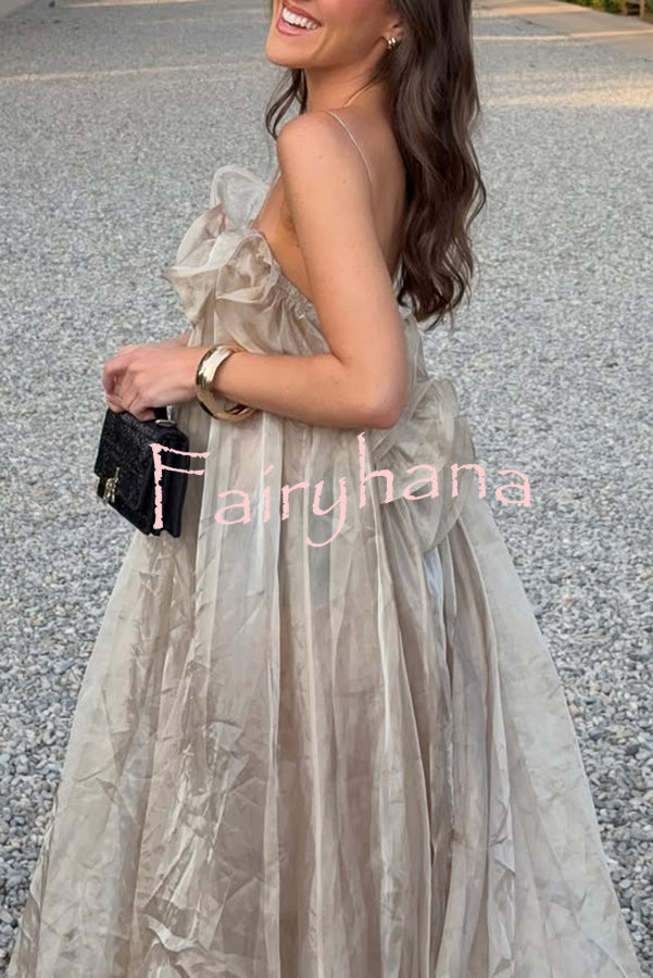 By The Sea Organza Ruffle High Low Hem Slip A-line Maxi Dress