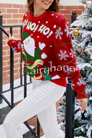 Christmas Print Crew Neck Long Sleeve Sweater
