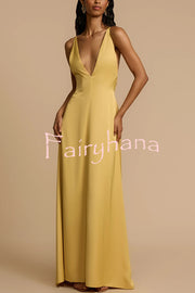 Golden Hour Plung V-neck Resin Beads Detail Backless Maxi Dress