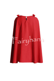 Dear Me Bow Detail Cape Pocket H-line Mini Dress