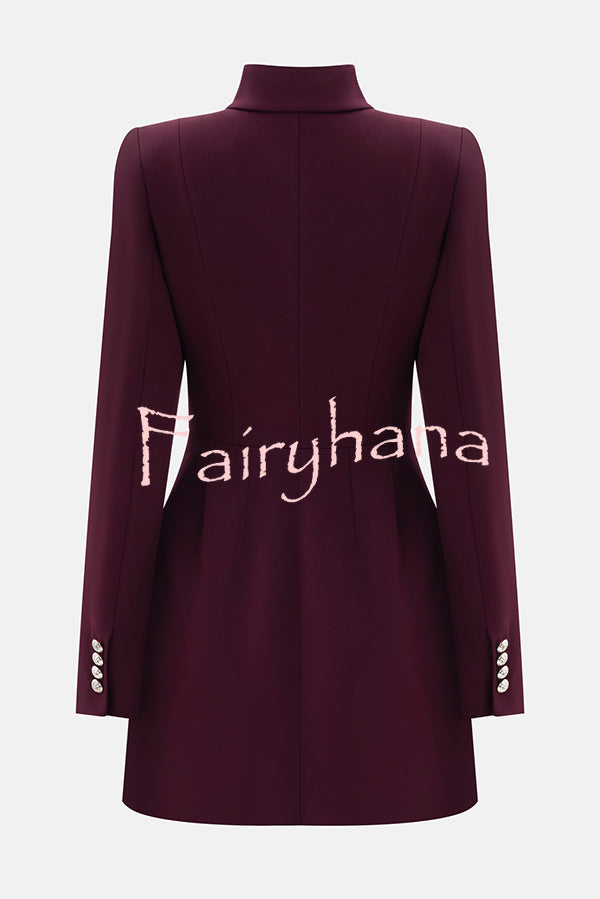 Elegant Long-sleeved Hollowed-out Button-down Slim-fit Mini Dress