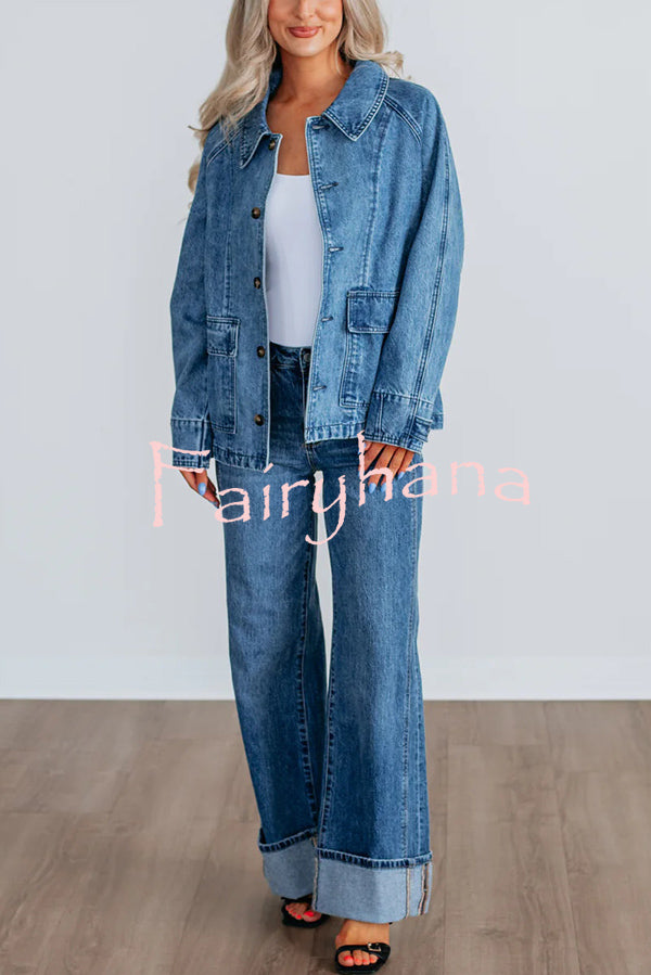Stylish Single-breasted Casual Pocket Denim Jacket
