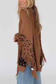Fashionable Round Neck Tassel Loose Knitted Sweater