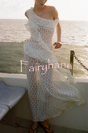Solid Color Lace Stretch Holiday Maxi Skirt