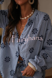 Fashionable Embroidered Floral Casual Long-Sleeved Loose Top