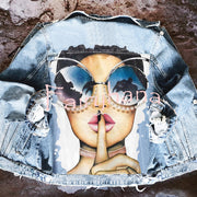 Halloween Print Long Sleeve Denim Jacket