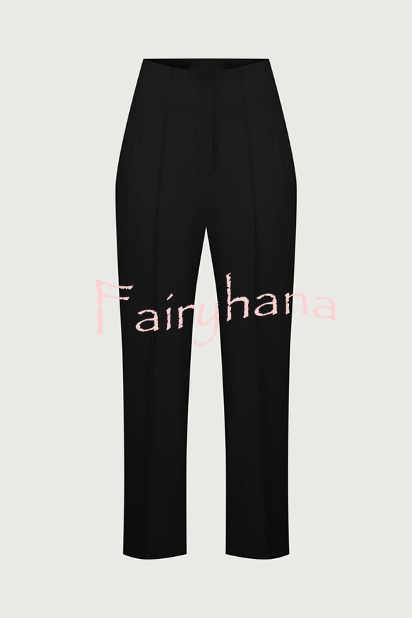 Exquisite and Fashionable High Waist Pocketed Straight Leg Pencil Pants