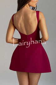 Cosmopolitan Chic High Neck Scoop Back Bubble-shaped Mini Dress