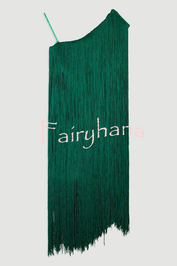 Fashion One-shoulder Slim-fit Elegant Tassel Mini Dress