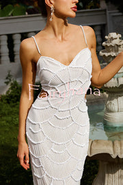 Own It Pearl Sequin Embellished Sexy Backless Cutout Strap Maxi Dress