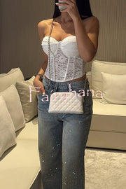 Fashion Star Rhinestone High Rise Casual Pocket Straight Loose Jeans