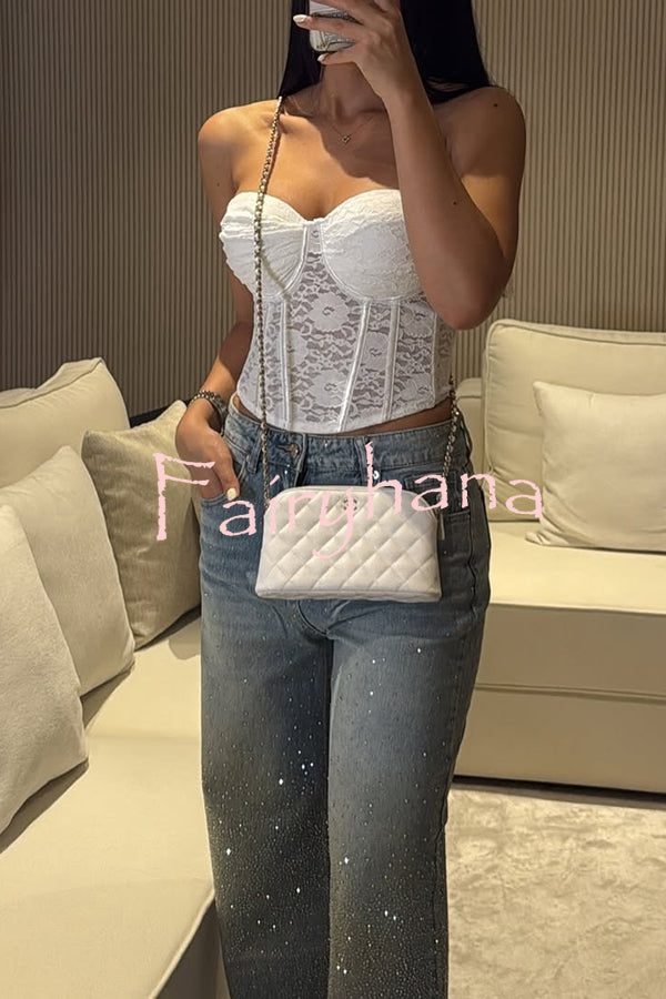 Fashion Star Rhinestone High Rise Casual Pocket Straight Loose Jeans